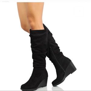 Size 8.5 LEFT Slouchy wedge high boots
